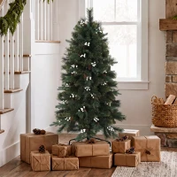 HOMCOM 5ft Artificial Christmas Tree, Fir Hinged Xmas Tree with 490 Branch Tips, Foldable Metal Stand, Easy Assembly, Green(m-8)