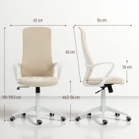 Vinsetto Silla de Oficina Giratoria Altura Ajustable con Reposabrazos Función de Basculante Respaldo Alto 62x56x110-119,5cm Beige(m-3)