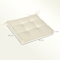 Outsunny Set of 4 Garden Seat Cushion with Ties, 42 x 42cm Replacement Dining Chair Seat Pad, Cream White(m-3)