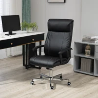 Vinsetto Massage Office Chair, PU Desk Chair with 6 Point Massage, High Back Computer Chair with Metal Legs, Thick Seat, Remote Control and Adjustable Height, Black(m-10)