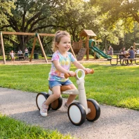 AIYAPLAY Bicicleta sem Pedais Dobrável Ultraligeira com Quadro em Alumínio, Selim e Guiador Ajustáveis, para Crianças 1-2 Anos, Creme(m-9)
