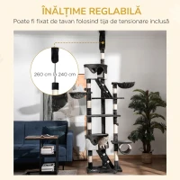 PawHut Ansamblu pe mai Multe Niveluri 240-260cm, Cusca, Scari, Franghii Sisal(m-5)