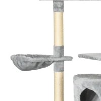 PawHut Ansamblu de Joaca pentru Pisici cu inaltime de 200 cm, cu Stalpi din Sisal, Compartimente si Hamace din PAL si Plus(m-14)