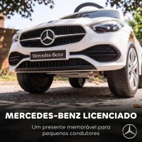 AIYAPLAY Carro Andador para Bebé 3 em 1 Mercedes-Benz com Barra de Empurrar, Capota, Laterais de Proteção, Música, 12-36 Meses, Branco(m-5)