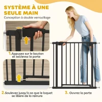 PawHut Barrière de sécurité pour chiens et bébés 76 à 81 cm avec extension fixation par pression sans perçage blanc(m-6)