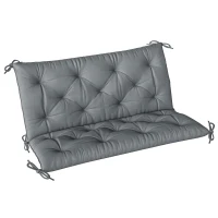 Outsunny 2 Seater Bench Cushion, Garden Chair Cushion with Back and Ties, Indoor and Outdoor Use, 98x100 cm, Dark Grey(m-1)