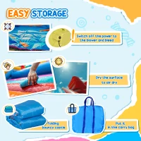 Outsunny 6 in 1 Kids Bouncy Castle, with Water Slide, Water Gun, Climbing Wall, Air Blower for Indoors/Outdoors, 3.9 x 3 x 2m(m-22)