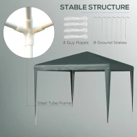 Outsunny 2.7m x 2.7m Garden Gazebo - Marquee Party Tent, Wedding Canopy for Outdoor Use, Dark Green(m-5)