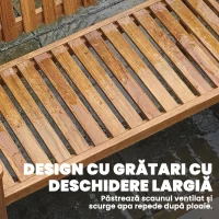 Outsunny Bancă de Grădină cu Spătar cu Lamele, 2 Locuri, Naturală(m-7)