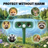 Outsunny Ultrasonic Cat Repellent, PIR Motion Sensor 110°, LED Flash, Solar Cat Deterrents for Gardens UK(m-9)
