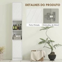 HOMCOM Coluna Estreita para Casa de Banho com 2 Portas e 2 Prateleiras Abertas, Ideal para Espaços Pequenos, 30x24x170 cm, Branco(m-5)