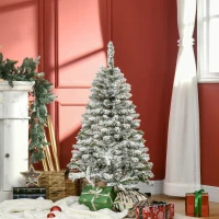 HOMCOM Árbol de Navidad Artificial 120 cm con Nieve Ignífugo con 200 Ramas Decoración Navideña para Interiores Verde(m-10)