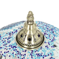 HOMCOM Tiffany Lamp, Stained Glass Bedside Table Lamp with Button Switch and Metal Base, 12 x 12 x 20 Inches, Blue(m-10)