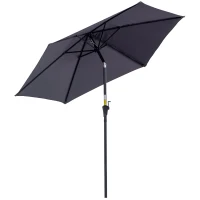 Outsunny Parasol droit parasol inclinable de jardin balcon terrasse manivelle toile polyester imperméabilisée haute densité 180 g/m² Ø2,6 x 2,35H m aluminium gris(m-12)