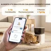PawHut Comedero Automático 4L WiFi 2.4G para Gatos Perros con Control App Cuenco 1-10 Comidas al Día Grabadora Voz 10s(m-4)
