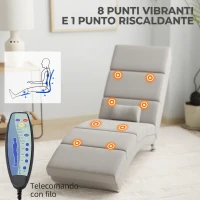 HOMCOM Poltrona Massaggiante con 8 Punti Vibranti e Riscaldamento, 5 Modalità, Timer e Telecomando, Bianco Crema(m-4)
