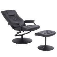HOMCOM Executive Recliner Chair High Back Swivel Armchair Lounge Seat w/Footrest Stool (Black)(m-10)