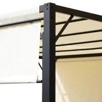 Outsunny Pergola tonnelle de jardin avec auvent coulissant 3 x 3 m - structure acier époxy et toile polyester - crème et noir(m-7)