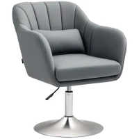 HOMCOM Swivel Microfibre Accent Chair for Living Room Contemporary Vanity Armchair with Adjustable Height Thick Cushion Lumbar Support Armrest for Bedroom Office Dark Grey(m-11)