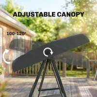Outsunny Three-Seat Garden Swing Chair, with Adjustable Canopy - Dark Grey(m-7)