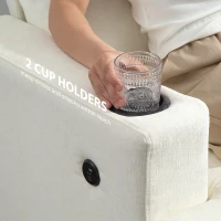HOMCOM 3 Seater Sofa with USB Ports & Cup Holders - Cream White(m-5)