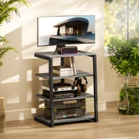 HOMCOM HiFi Stand, with Four Storage Shelves - Dark Grey(m-10)