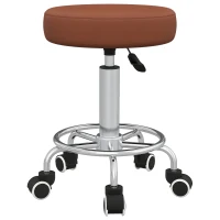 Vinsetto PU Leather Rolling Stool, Height Adjustable Stool Chair with Wheels for Salon, Massage, Spa, Brown(m-11)