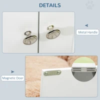 PawHut Raised Pet Feeder, with Two Bowls, Storage - White(m-6)