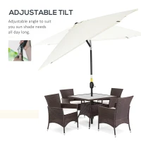 Outsunny 3x2m Garden Parasol Umbrella with Aluminium Pole, Tilt and Crank, Rectangular Outdoor Table Parasol Sun Shade for Patio, Cream White(m-4)