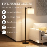 HOMCOM LED Floor Lamp with Remote Control - Black(m-7)