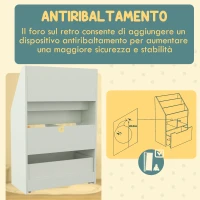 HOMCOM Piccola Libreria per Bambini con Ripiani e Cassetto in MDF, 60x29.9x90cm, Verde(m-5)
