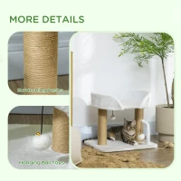 PawHut 42cm Indoor Cat Tree, with Toy Balls, Jute Scratching Post - White(m-5)