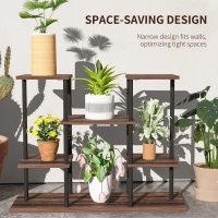 Outsunny Four-Tier Wooden Shelf Plant Stand(m-6)