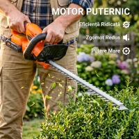 Outsunny Foarfecă de Tuns Gard Viu pe Baterie 18V, cu Baterie de 2Ah, Încărcător, Lamă Dublă de 51cm pentru Crengi, Arbuști și Ramuri, Portocaliu(m-4)