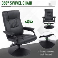 HOMCOM Executive Recliner Chair High Back Swivel Armchair Lounge Seat w/Footrest Stool (Black)(m-5)