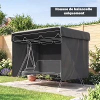 Outsunny Housse de protection pour balancelle de jardin 3 places, toile PE imperméable, anti-poussière, 215x155x150cm, gris foncé(m-12)