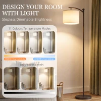 HOMCOM LED Floor Lamp with Remote Control - Black(m-4)
