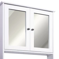 kleankin Wall-mounted Bathroom Cabinet Mirror Door Organiser Storage Shelves Living Room White(m-9)