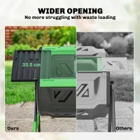 Outsunny Garden Compost Bin, 200L Dual Chamber Tumbling Composter with Adjustable Vents, BPA Free Compost Tumbler, Green(m-6)