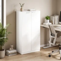 HOMCOM 120 cm Tall Storage Cabinet Cupboard, 3-Tier File Organiser Wooden Filing Cabinet, White(m-2)