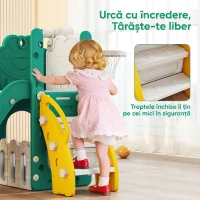 AIYAPLAY Set Tobogan pentru Copii 5 în 1 cu Coș, Scară și Telescop de Jucărie, Vârsta 1-3 Ani, Galben(m-7)