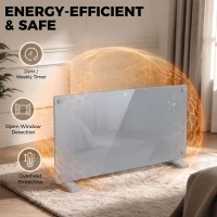 HOMCOM 2000W Smart Panel Heater Wall Mounted & Freestanding, Electric Heater with Weekly Timer, Open Window & Anti-Frost, Grey(m-6)