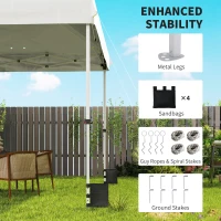 Outsunny 3 x 3 m Pop Up Gazebo with Wheels, UPF50+ One-Touch Outdoor Garden Party Tent Marquee Wedding Awning Canopy, White(m-7)