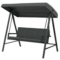 Outsunny Three-Seat Garden Swing Chair, with Adjustable Canopy - Dark Grey(m-12)