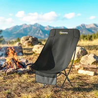 Outsunny Camping Chair for Adults Heavy Duty Folding Camp Chair with Side Pocket and Carry Bag Black(m-10)
