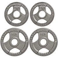 HOMCOM Disques de Poids 2,5/2,5/5/5 kg, Total 15 kg, en Acier, 4 Poids Musculation pour Barres Olympiques 50 mm, Acier, Noir(m-11)