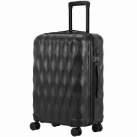 HOMCOM 65cm 64L Suitcase, Lightweight ABS Hard Shell Carry On Luggage with TSA Lock, Spinner Wheels, Telescopic Handle, Black(m-1)