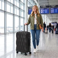 HOMCOM 65cm 64L Suitcase, Lightweight ABS Hard Shell Carry On Luggage with TSA Lock, Spinner Wheels, Telescopic Handle, Black(m-14)