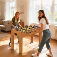 HOMCOM Futbolín de Madera Profesional para Niños y Adultos Mesa de Futbolín con 8 Barras y 2 Pelotas para Casa o Salas de Juego Fácil de Montar 122x61x80,7 cm Natural(m-8)