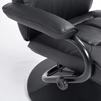 HOMCOM Executive Recliner Chair High Back Swivel Armchair Lounge Seat w/Footrest Stool (Black)(m-9)